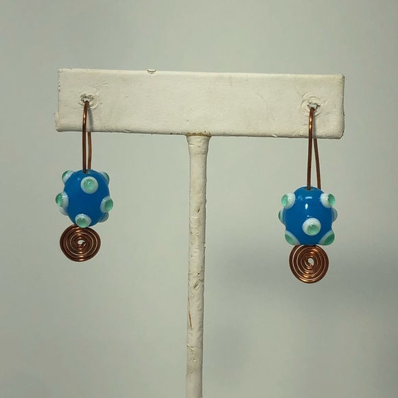 Blown Glass Bead Earrings - Picture 1 of 4